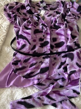 Worthington Purple and Black Animal Print Blouse